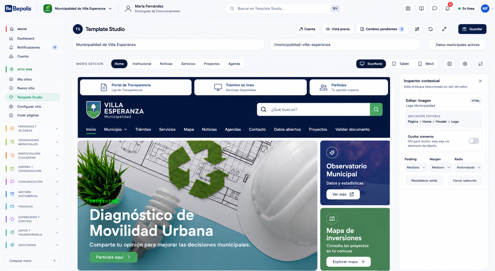 Sitio público municipal dentro de Bepolis